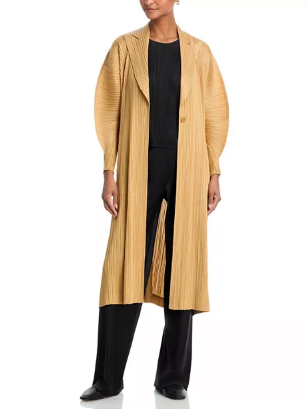 Pleats Please Issey Miyake Monthly Colors December Coat in Yellow Orchard